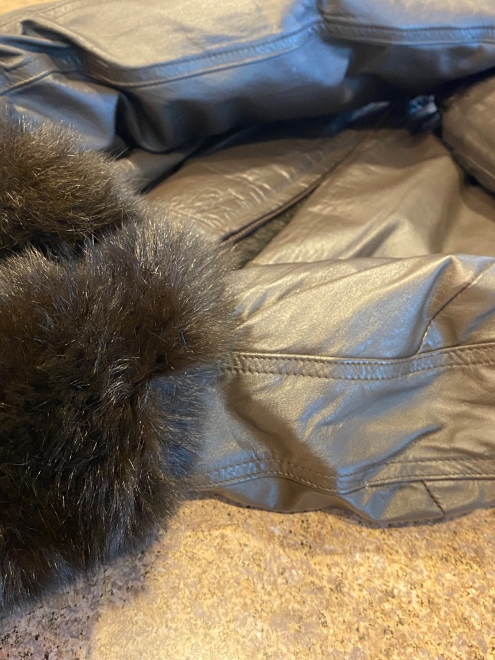 Vintage Reversible Fur & Leather Bomber Jacket Small - Picture 16 of 16
